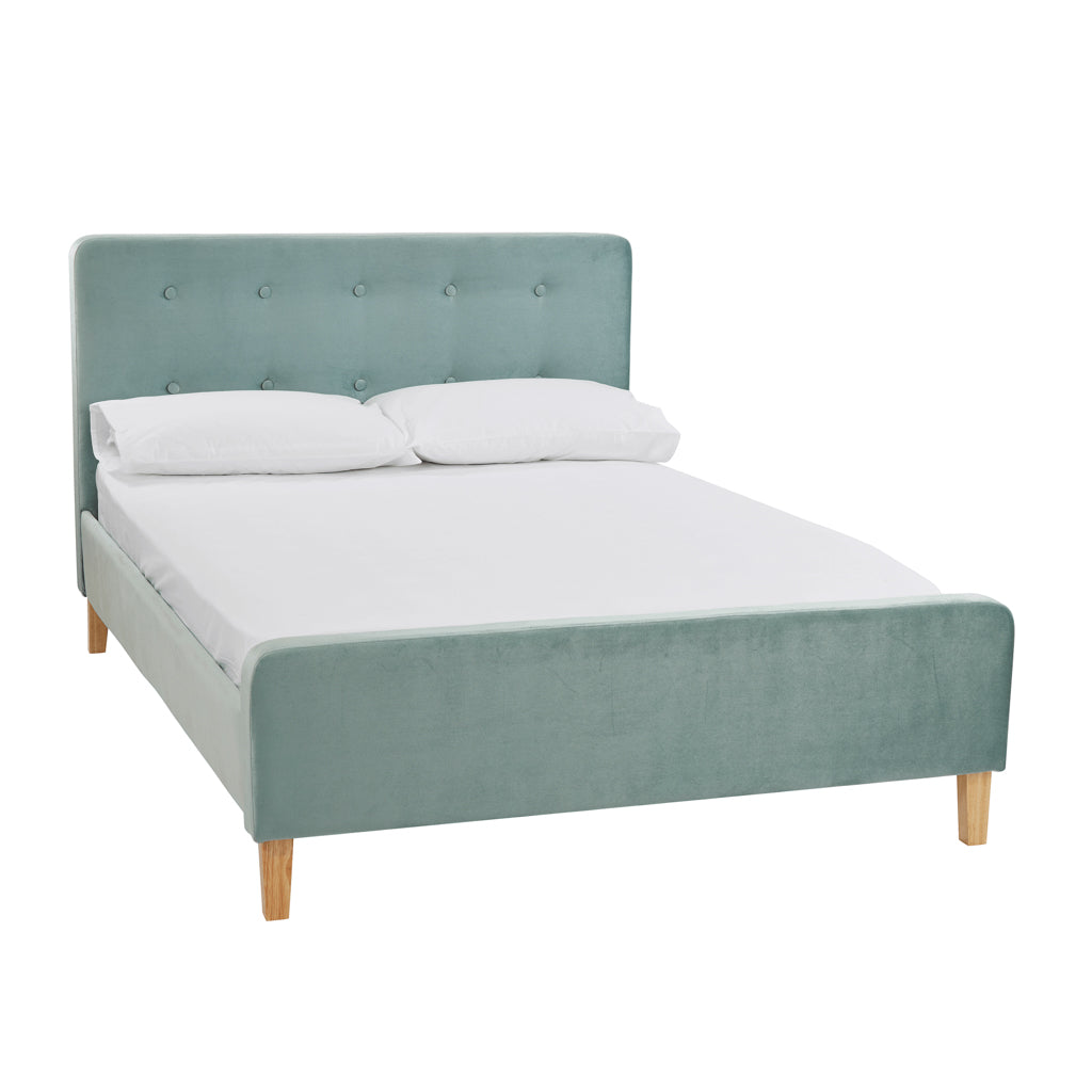 Kinsale Soft Aqua Blue 4ft6 Double Bed Tufted Velvet Headboard and Footboard