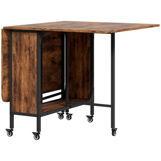 Nila Nana Wooden Rustic Brown And Black Drop Leaf Dining Table Seating 6