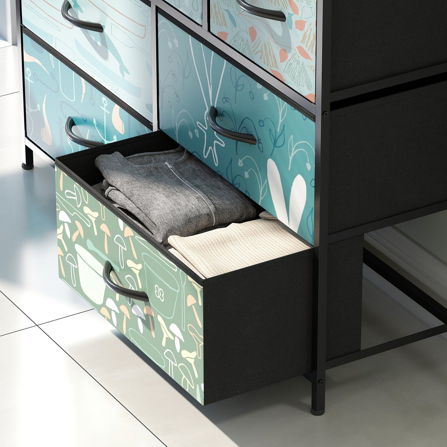 Larala Wooden Blue 7 Drawer Storage Chest
