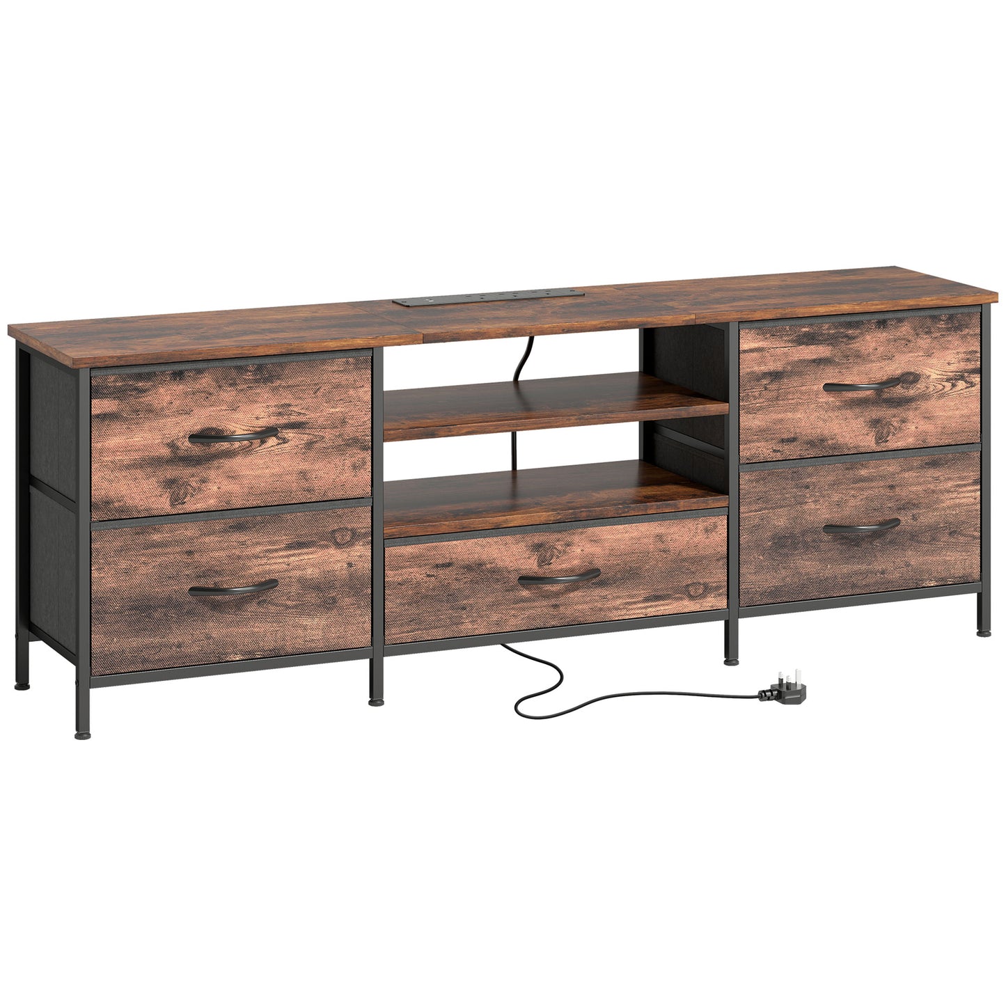 Beladen 140cm Industrial Multi Storage TV Stand In Brown Grey And Black