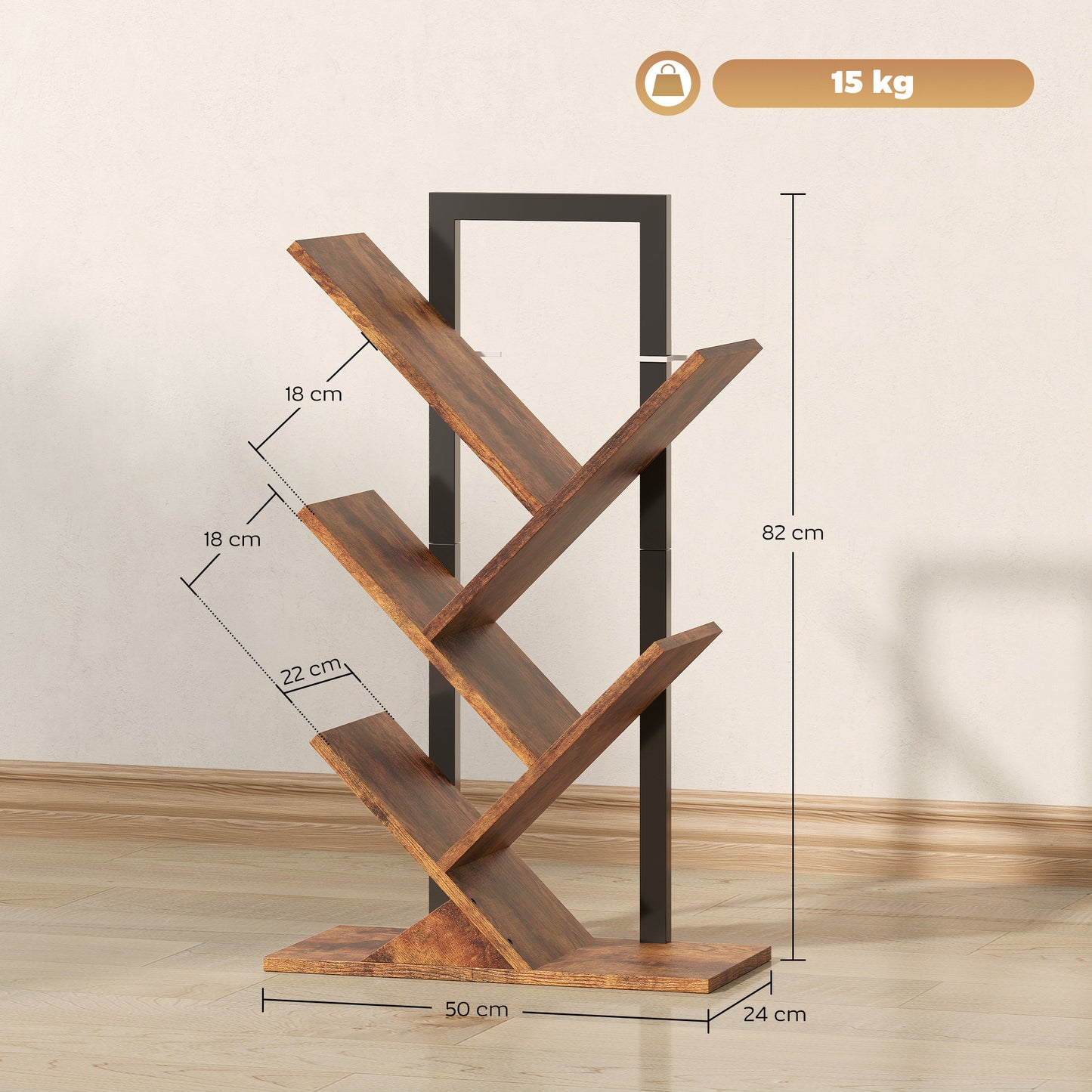 Rori Wood Wood Effect 4 Section Tree Style Bookcase