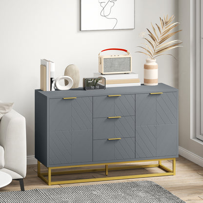 Veli Grey Sideboard With 3 Drawers 2 Doors 2 Sehelves