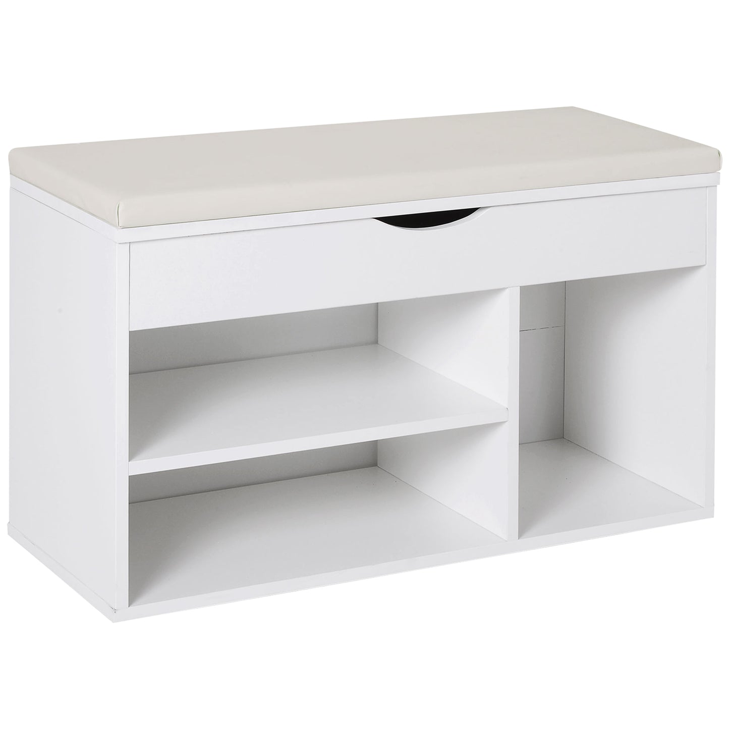 Sokari Wooden White Shoe Storage Bench 1 Drawer And Padded Seat