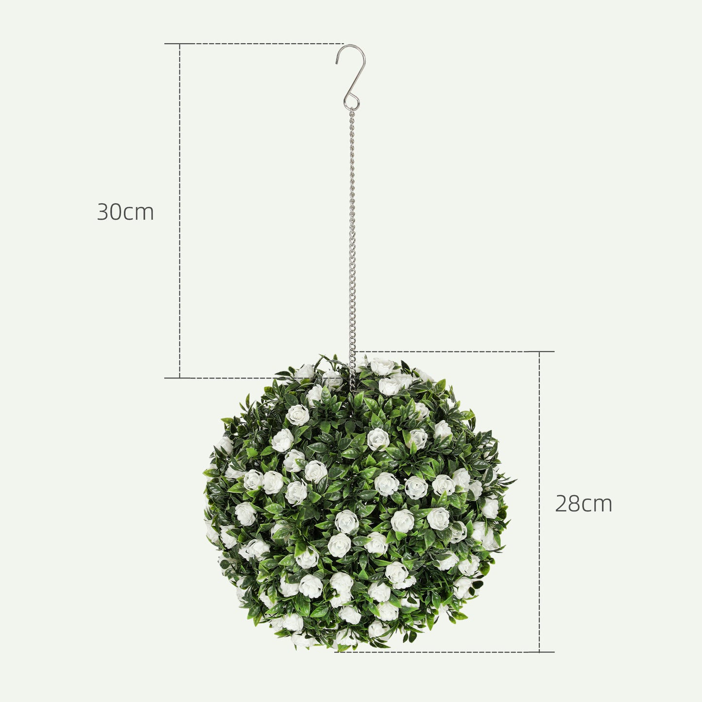 Lukaka Dino Set Of 2 Artificial UV Resistant Rose Style Topiary Balls H8 28cm White