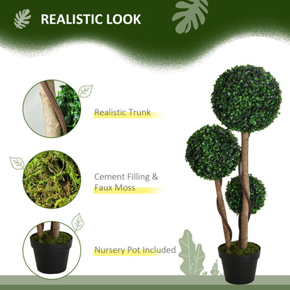 Moneri Dark Green Artificial Boxwood Ball Topiary Tree In Pot For Decorative Use