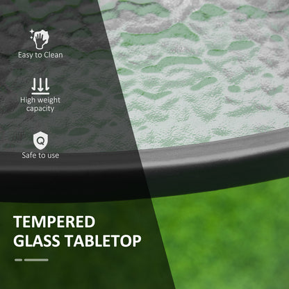 Momi Steel And Glass Round Garden Dining Table With Parasol Hole