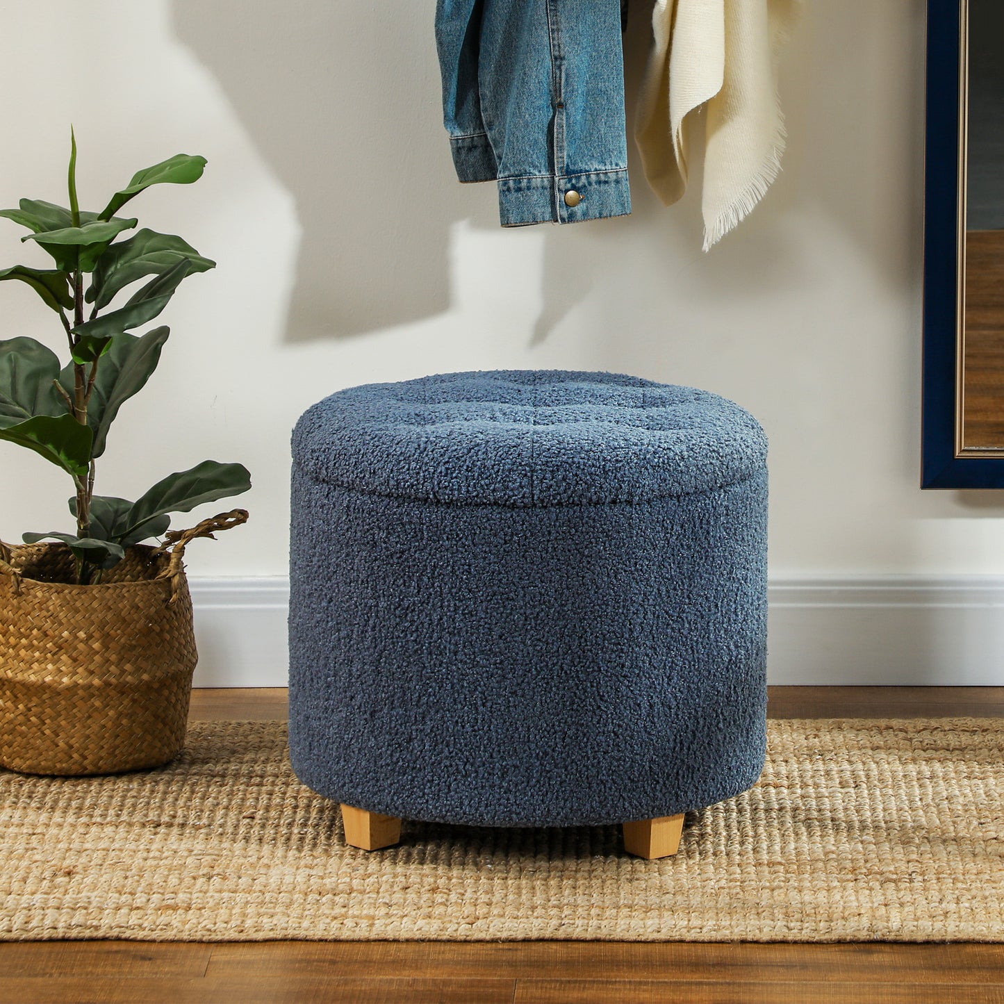 Ramazi Teddy Fleece Blue Storage Ottoman