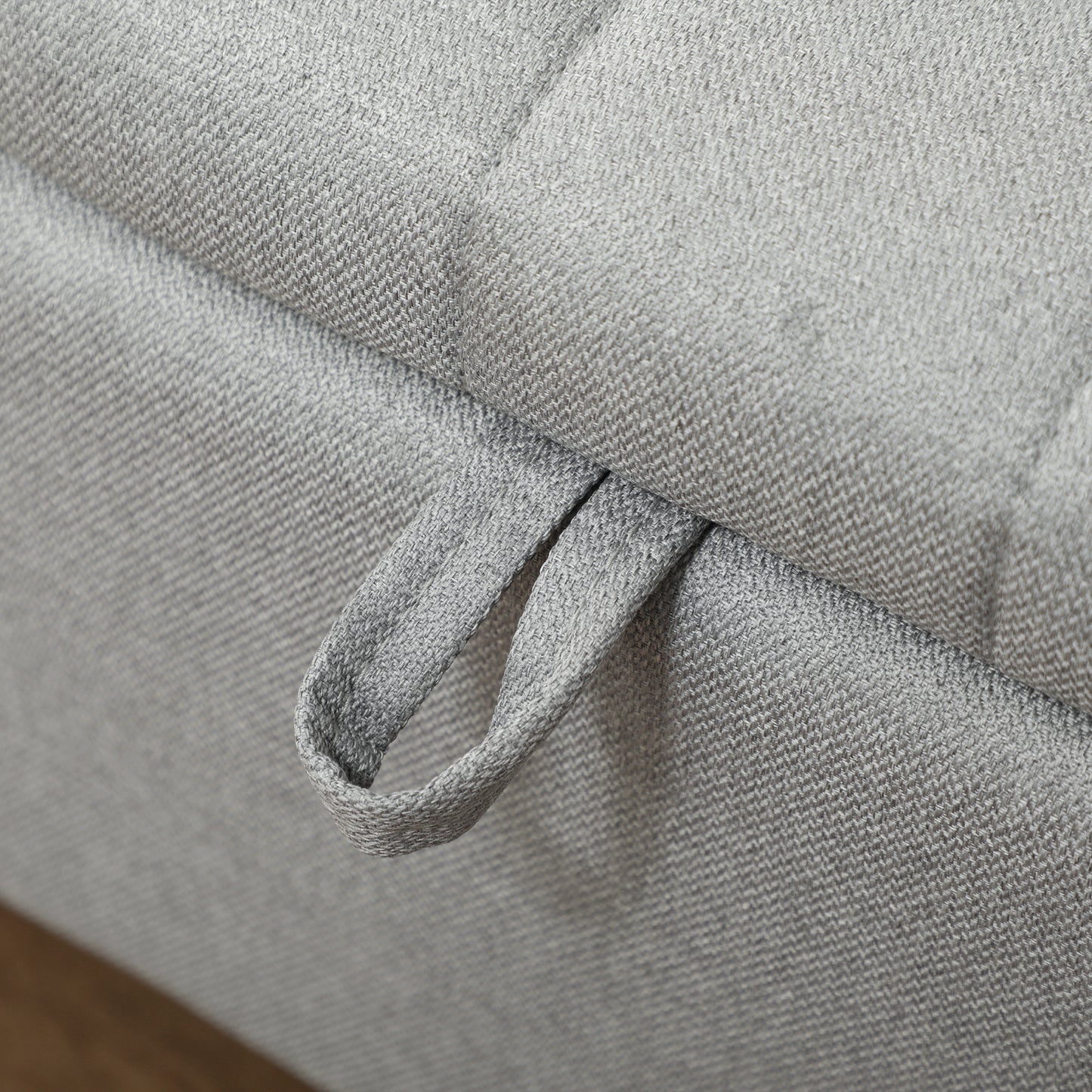 Harika Linen Look Light Grey Storage Ottoman