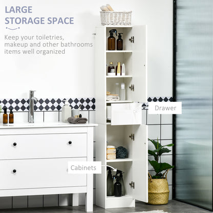 Elluno Maso High Gloss White Tall Bathroom Storage Cabinet With Push To OFauxn Door