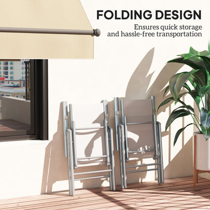 Mina Set of 2 Aluminium Light Grey Folding Outdoor Dining Chairs with Breathable Mesh