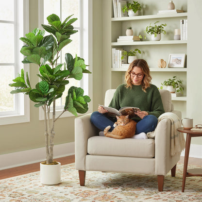 Pararale Artificial Fiddle Leaf Fig Style Tree With Broad Leaves 180cm Green