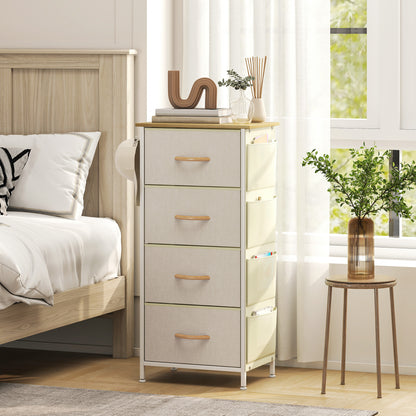Limi Fabric And Metal Beige 4 Drawer Storage Chest