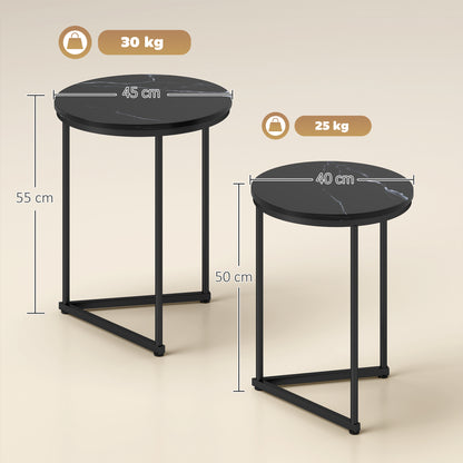 Tolira Set Of 2 Wooden Black Marble Effect Nesting Tables