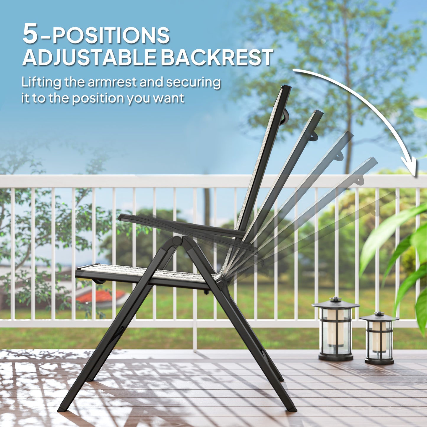 Roso Rattan Grey Reclining Garden Chairs With Adjustable Backrest