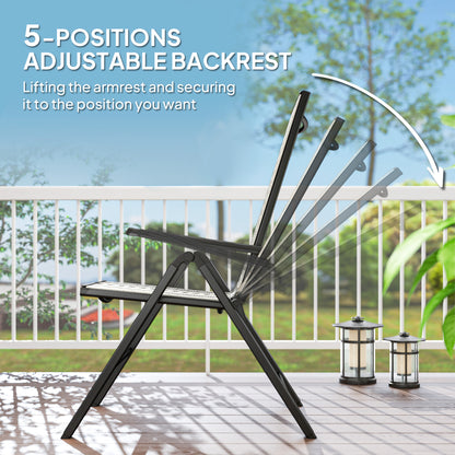 Roso Rattan Grey Reclining Garden Chairs With Adjustable Backrest