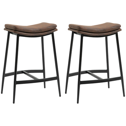 Noveha Microfiber Brown Industrial Breakfast Bar Stools Set Of 2 With Curved Seat