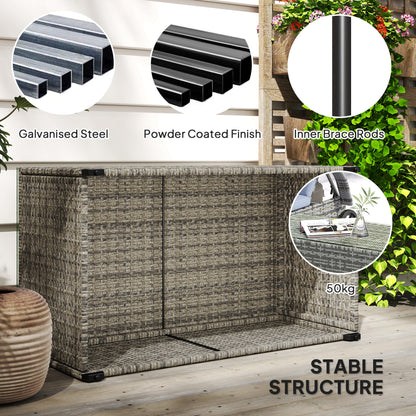 Livatoli Dark Grey Rattan Rectangular Glass Top Side Table