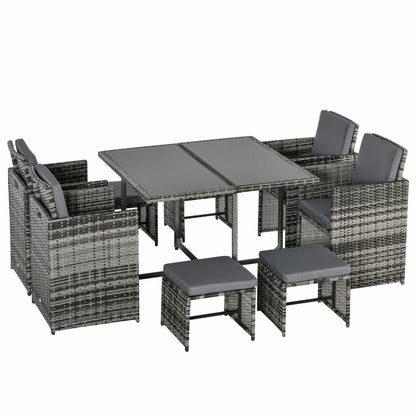 Vidiva Viha Faux Rattan 8 Seater Outdoor Wicker Dining And Seating Set