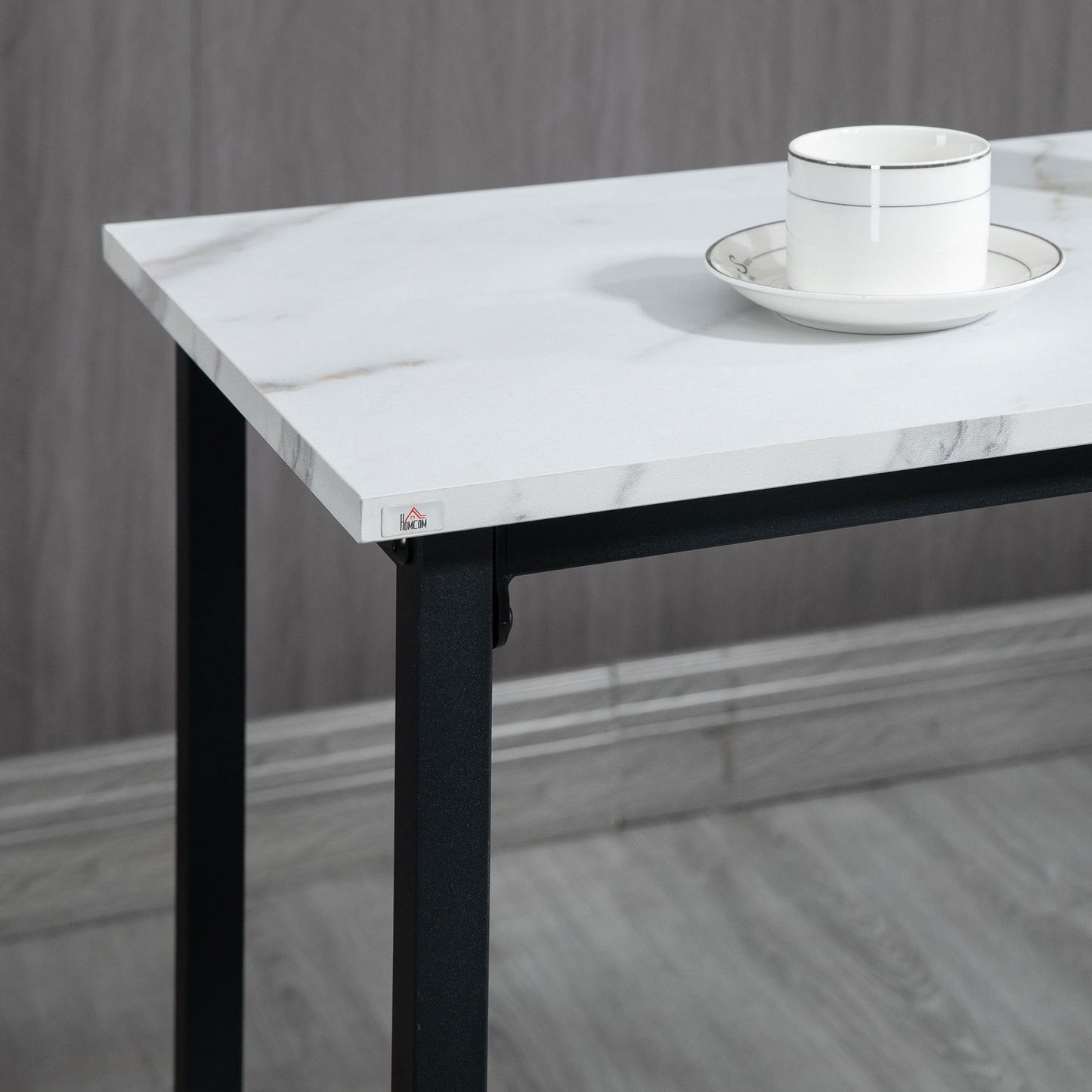Telano Marble Effect White And Black 3 Piece Bar Table And Stool Set
