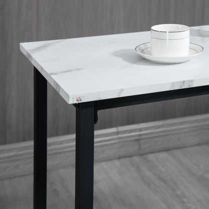 Telano Marble Effect White And Black 3 Piece Bar Table And Stool Set