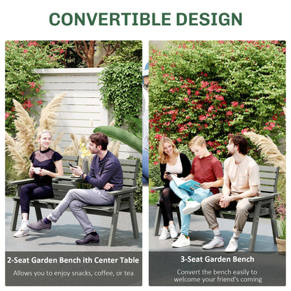 Loke Fir Wood Grey Convertible Outdoor Bench Expanding From 2 To 3 Seats