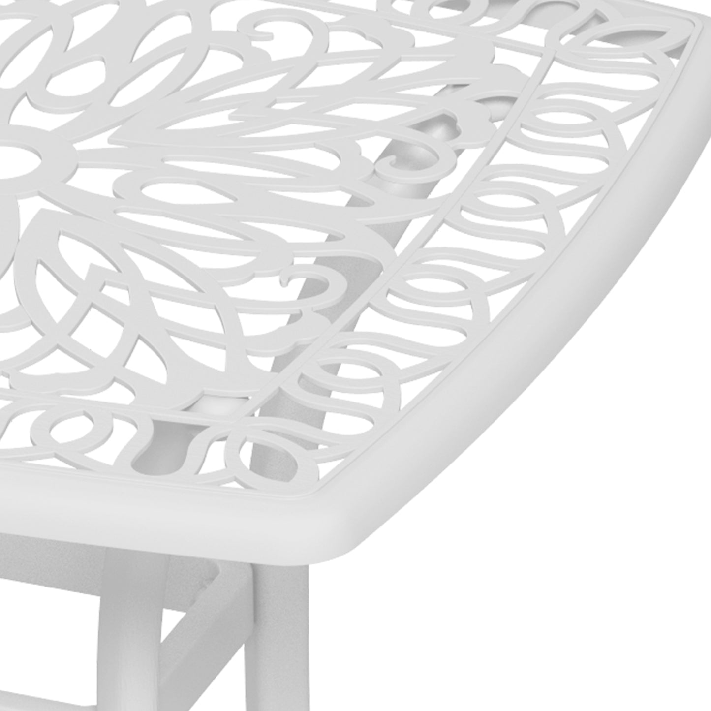 Zisu Cast Aluminium White Square Outdoor Bistro Table With Umbrella Hole