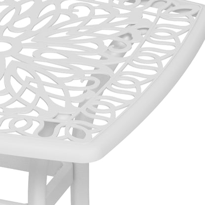 Zisu Cast Aluminium White Square Outdoor Bistro Table With Umbrella Hole