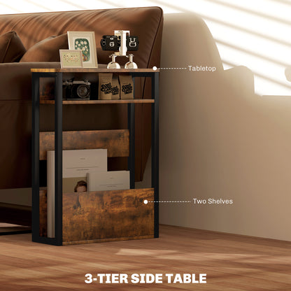 Novizi Metal And Wooden Black And Brown Industrial Style Side Table