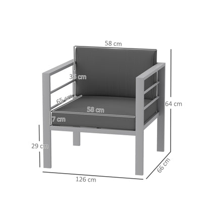 Movitte Metal Grey Single Outdoor Garden Sofa with Cushions