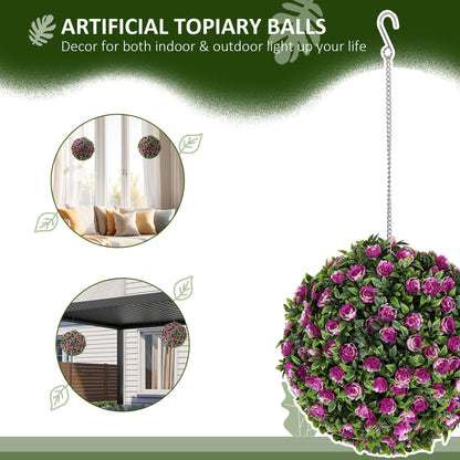 Liso Set Of 2 Artificial UV Resistant Rose Style Topiary Balls H8 28cm