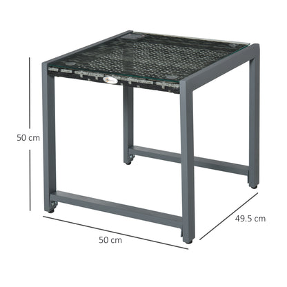 Visano Rattan Outdoor Side Table With Wicker Finish For Patio
