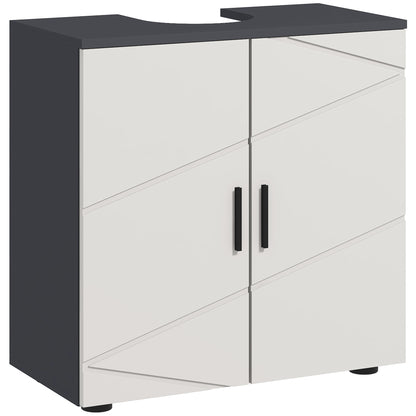 Fazorari Light Grey Pedestal Sink Storage Cabinet With Adjustable Shelving And U Cut Out Design