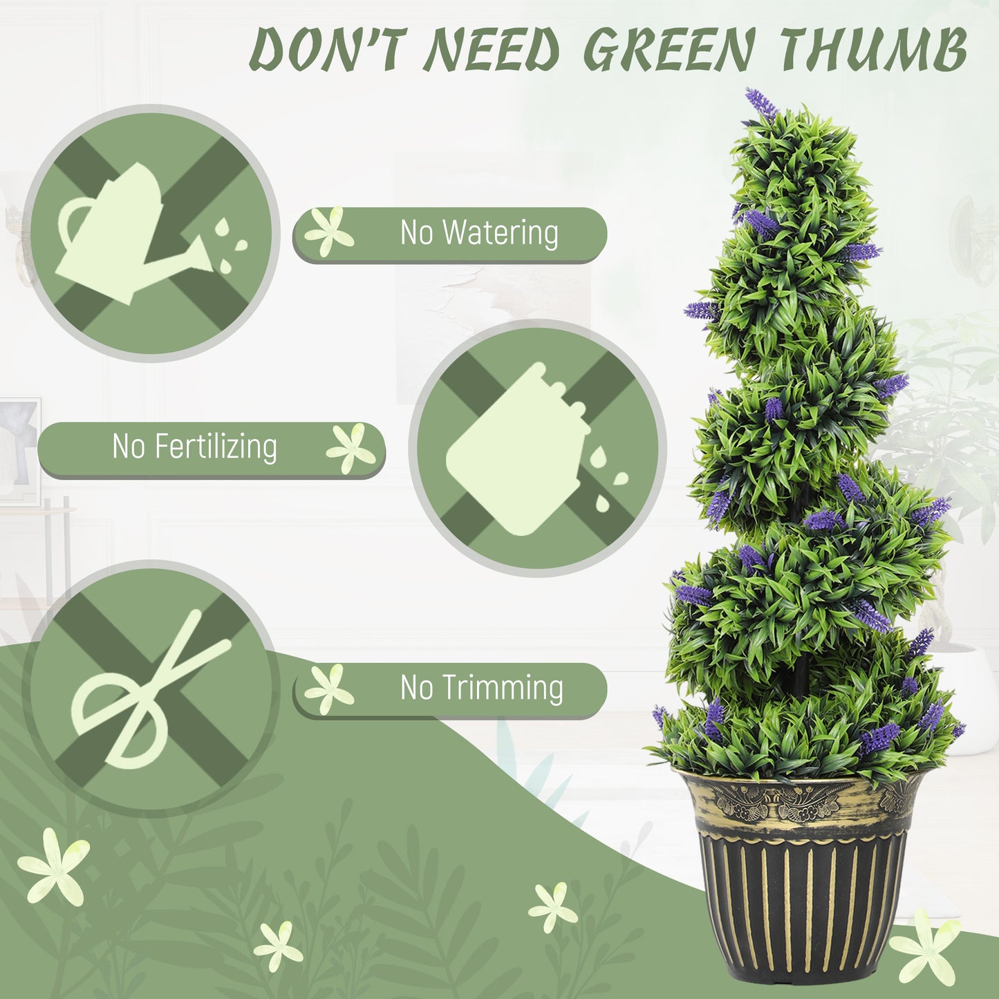 Vadi Set Of 2 Artificial Lavender Style Trees H8 90cm