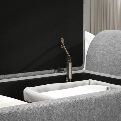 Nesama Linen Grey Storage Bench With Armrest