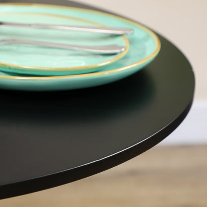 Reveva 70cm Metal Black Minimal Round Dining Table For 2