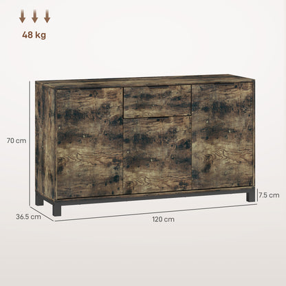 Nomano Rero Rustic Brown Industrial Sideboard With Doors Drawer And Adjustable Shelves