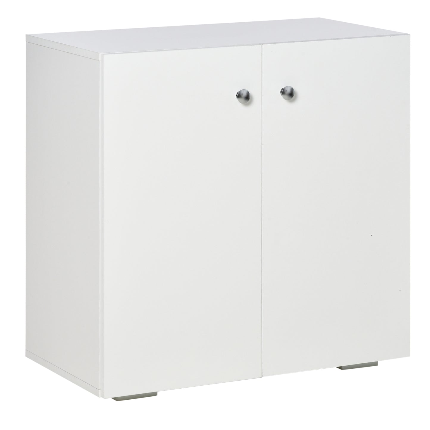 Cosofi White Wood Freestanding Storage Cabinet 2 Doors 2 Shelves