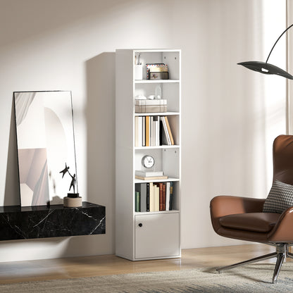 Vari Wooden White Tall 6 Tier Bookcase H8 156 cm
