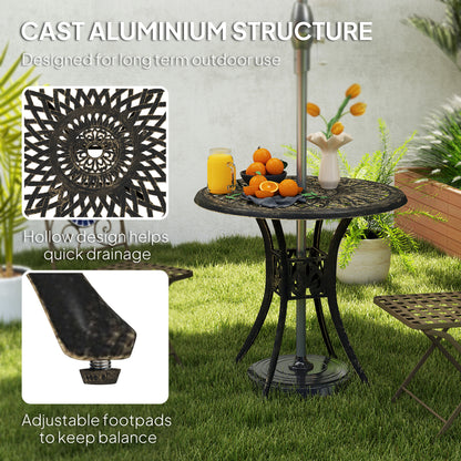 Kenofa Cast Aluminium Bronze Round Garden Dining Table With Parasol Hole