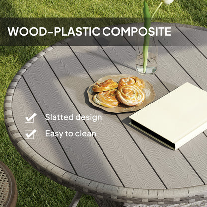 Ladido 90cm Grey Rattan Wood Effect Outdoor Dining Table