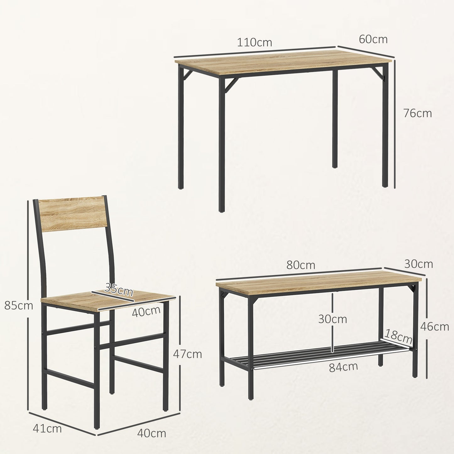 Kesudi Wooden Natural Square Dining Set Seating 4 With Bench