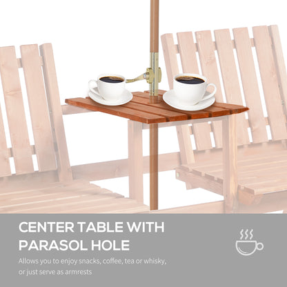 Hasa Fir Wood Natural 2 Seater Garden Bench With Integrated Centre Table