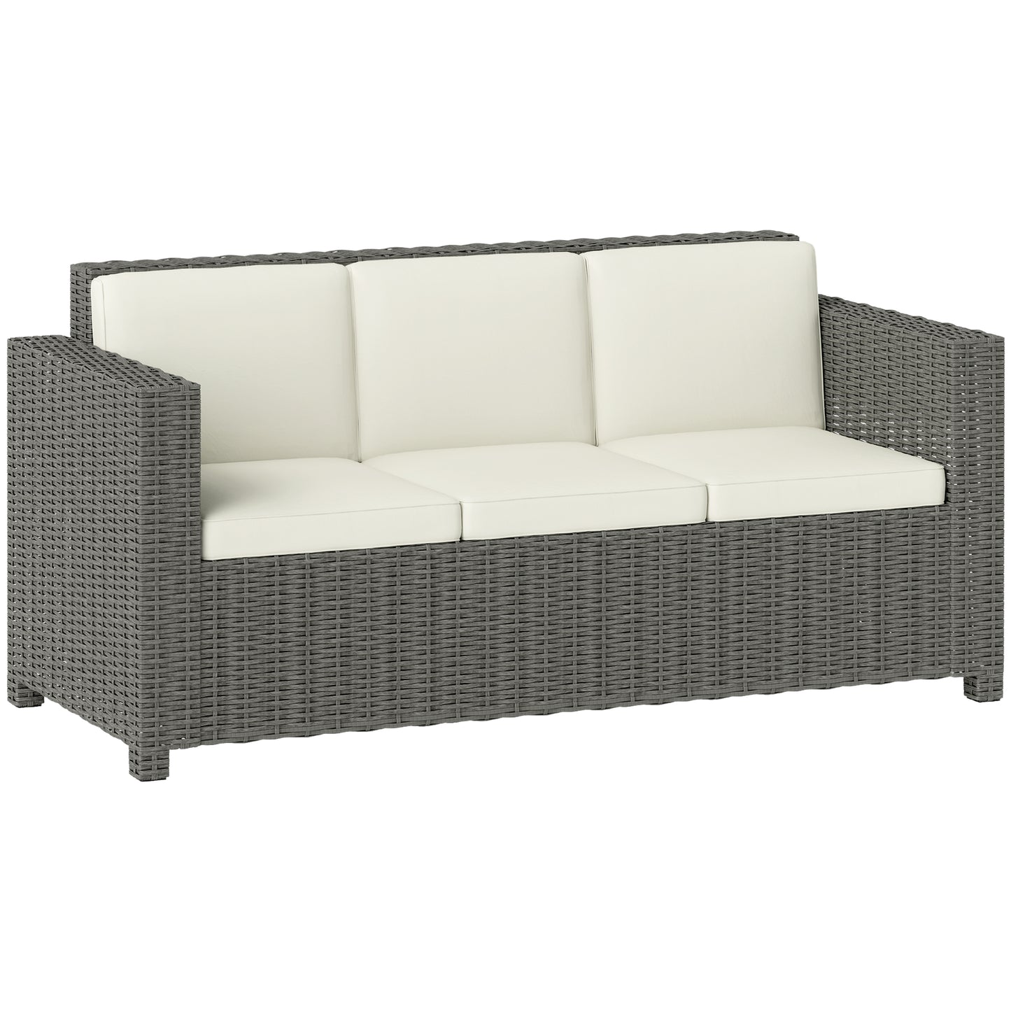 Necolo Rattan Cream 3 Seater Outdoor Sofa with Cream Cushions