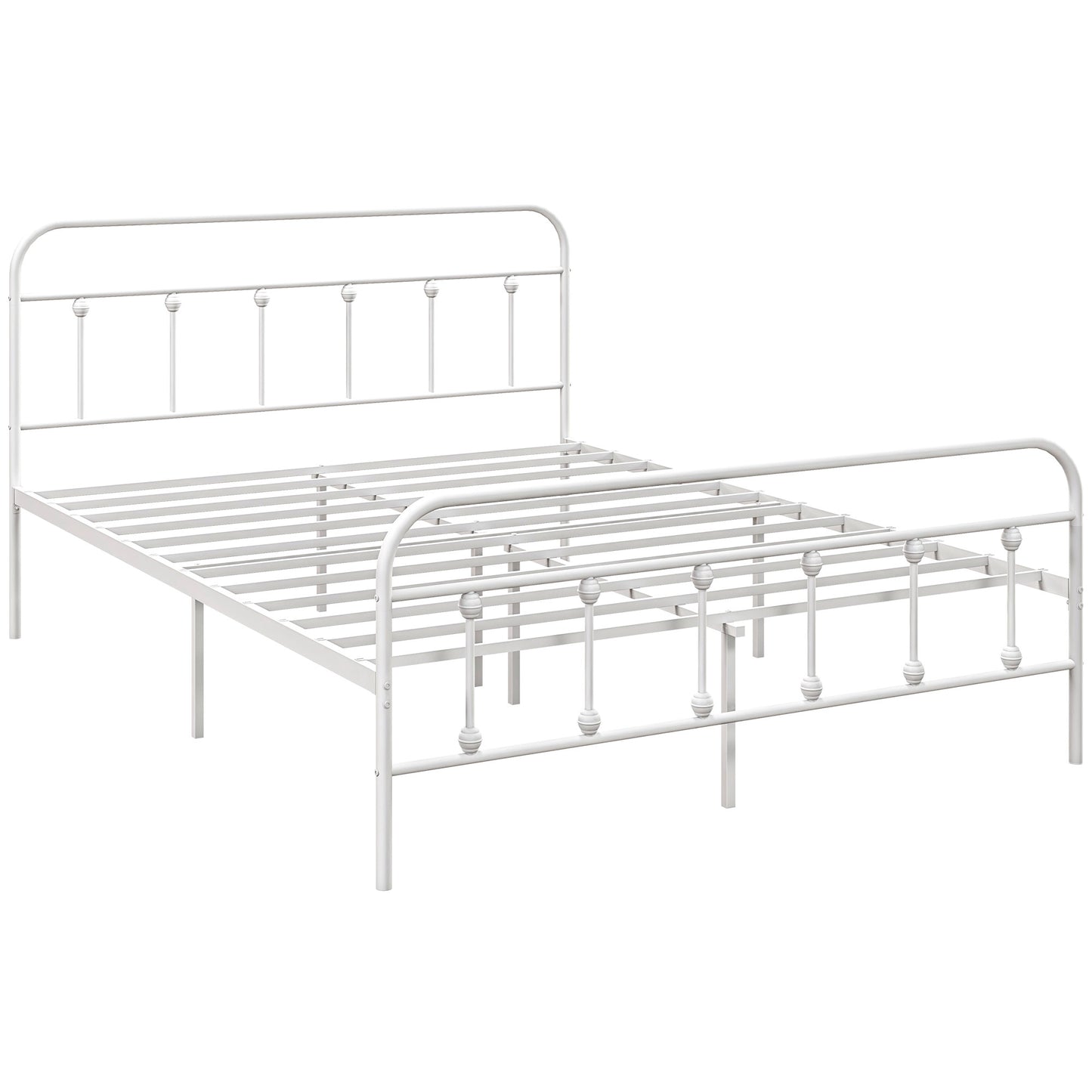 Keli 4FT6 White Metal Minimalist Double Metal Bed Frame