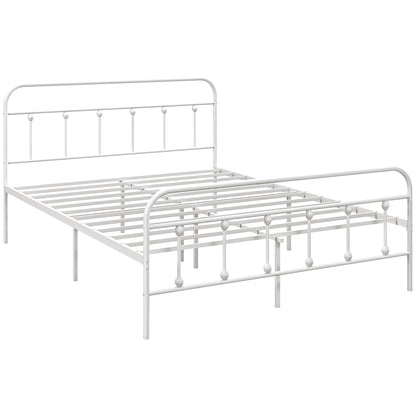 Keli 4FT6 White Metal Minimalist Double Metal Bed Frame