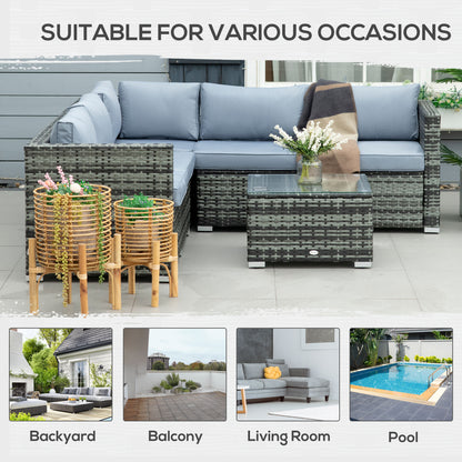 Kabaco Faux Rattan Grey 4 Piece Outdoor Sofa Set With Cushions