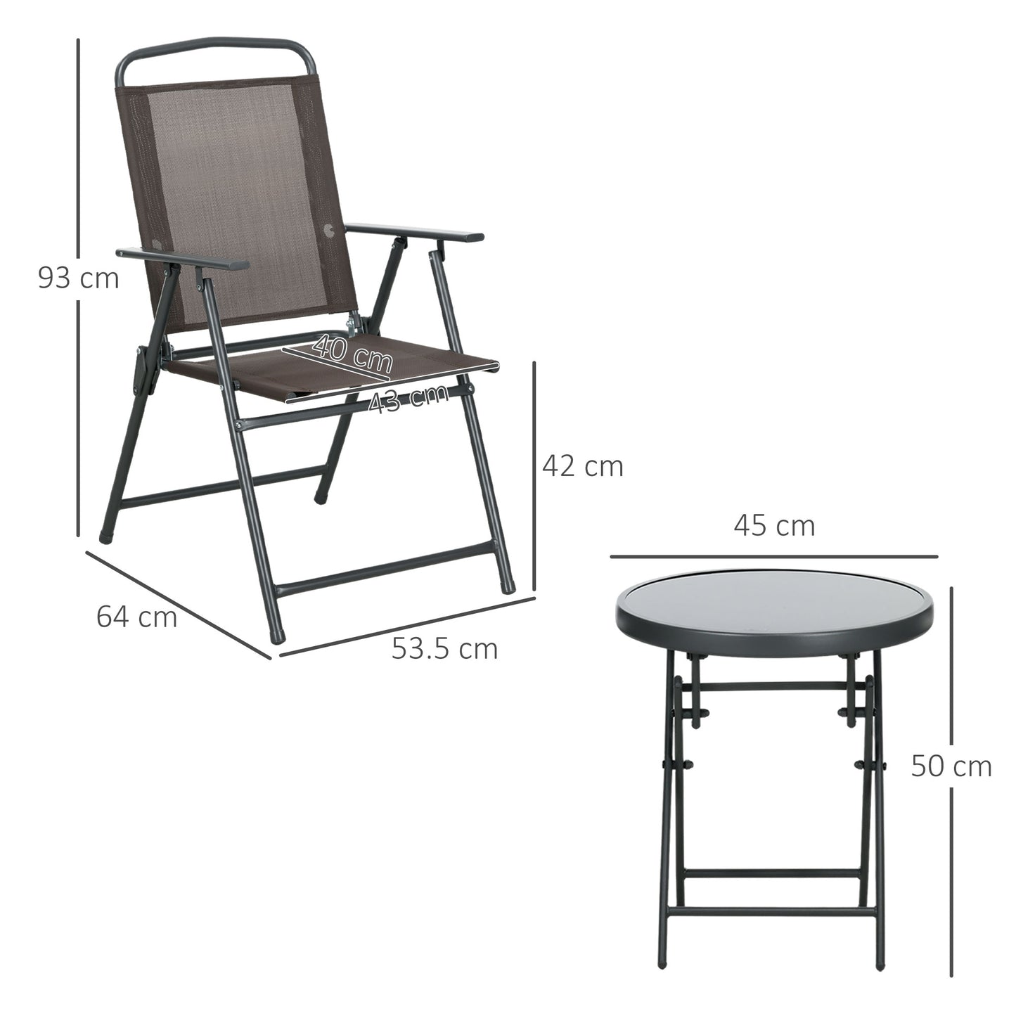 Lepa Tara Glass And Metal Brown 3 Piece Garden Seating Set With Table And Chairs