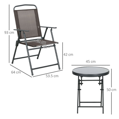 Lepa Tara Glass And Metal Brown 3 Piece Garden Seating Set With Table And Chairs