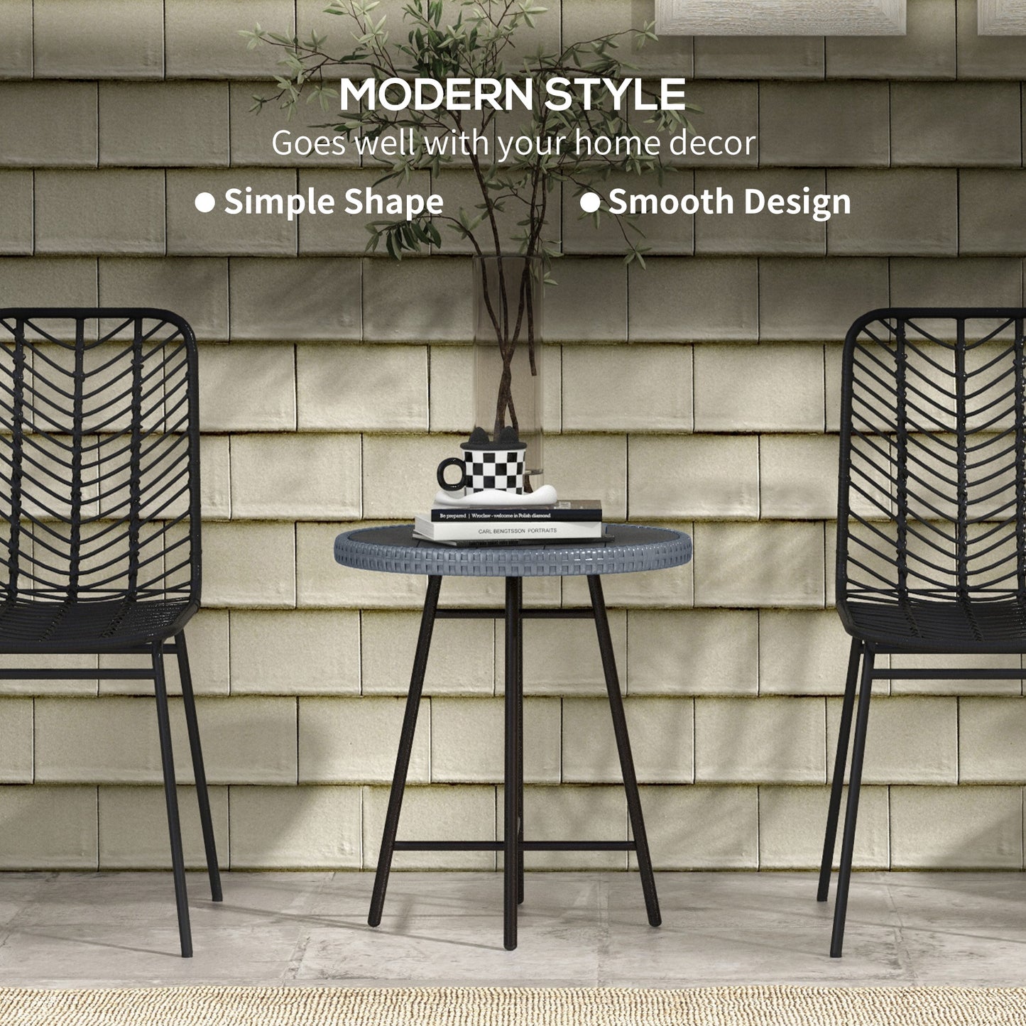 Eldoyo Grey Rattan Outdoor Garden Bistro Table