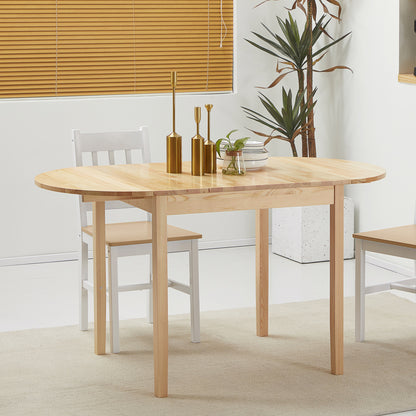 Fico Solid Wood Natural Drop Leaf Dining Table Seating 4 To 6